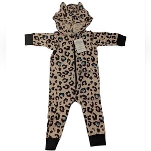 Lamaze Organic Leopard Print Cat Ear Hoodie Romper Size 6M
